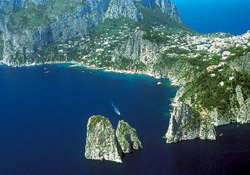 <b>Bird's eye view of the Faraglioni Rocks of Capri</b>