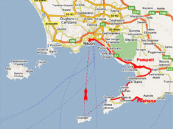 <b>Itinerary of this compex excursion in the Bay of Naples with departure fro Naples</b>