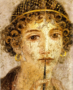 <b>Fresco of woman with wax tablets and <br>stylus (so-called Sappho)</b>