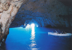 <b>The interior of the Blue Grotto at Capri</b>