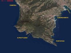 <b>Mappa asatellitare della zona di Portofino e Santa Margherita Ligure</b>
